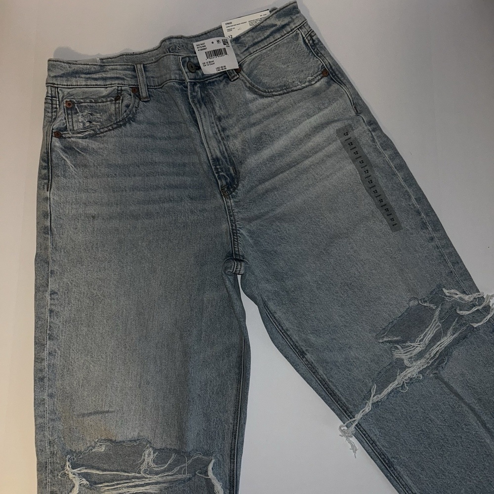 American Eagle‎ Strigid Super High Rise Baggy Straight Womens Jeans 12 Short